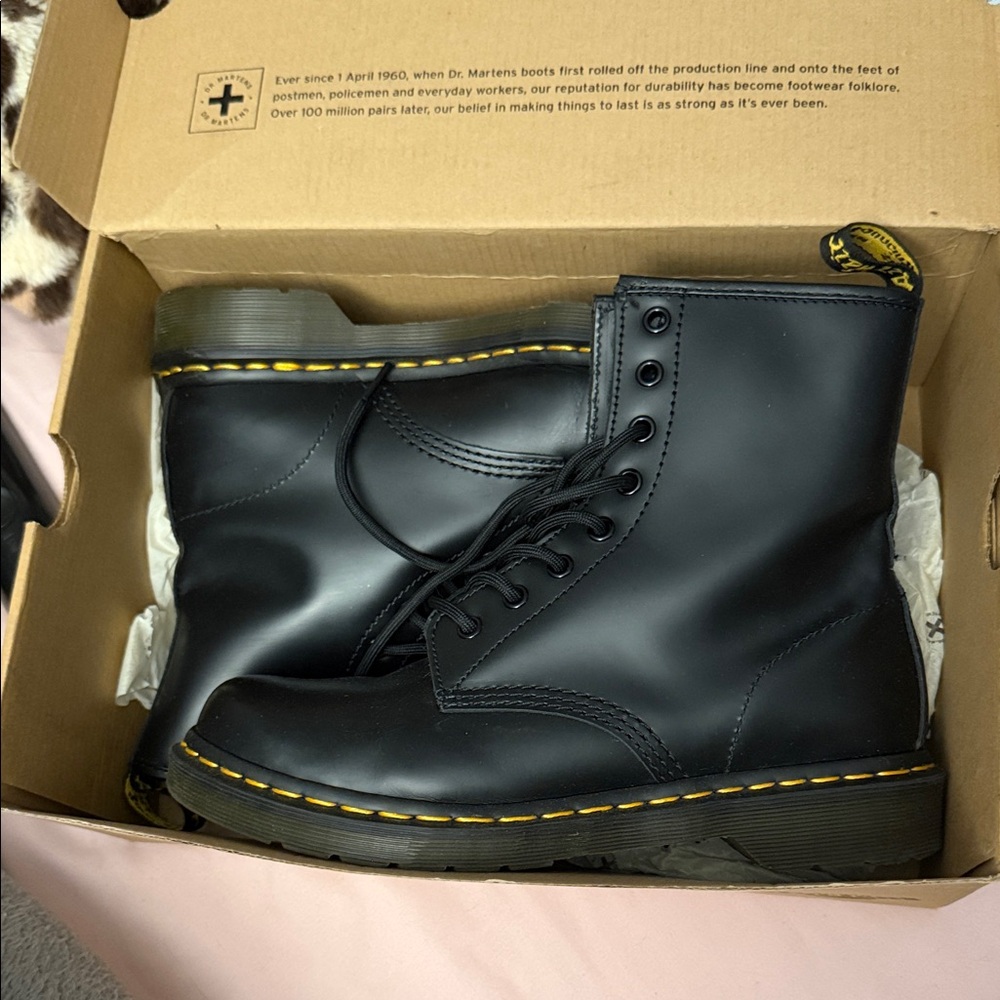Dr. Martens Black Boots with Yellow Stitching